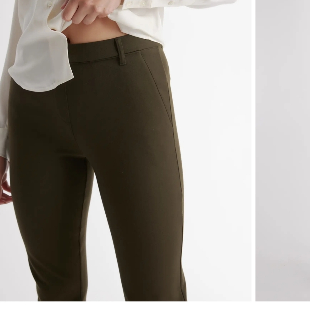 Quince Olive Green Ultra Stretch Ponte Pants Straight Leg Last Pairs - Picture 2 of 6